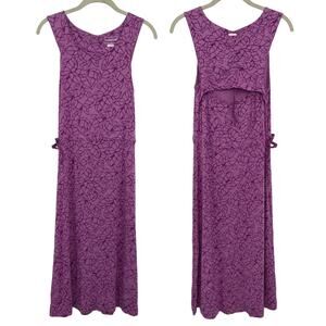Merrell Athletic Dress Stretchy Knit Sleeveless Leaf Print Purple Womens Small